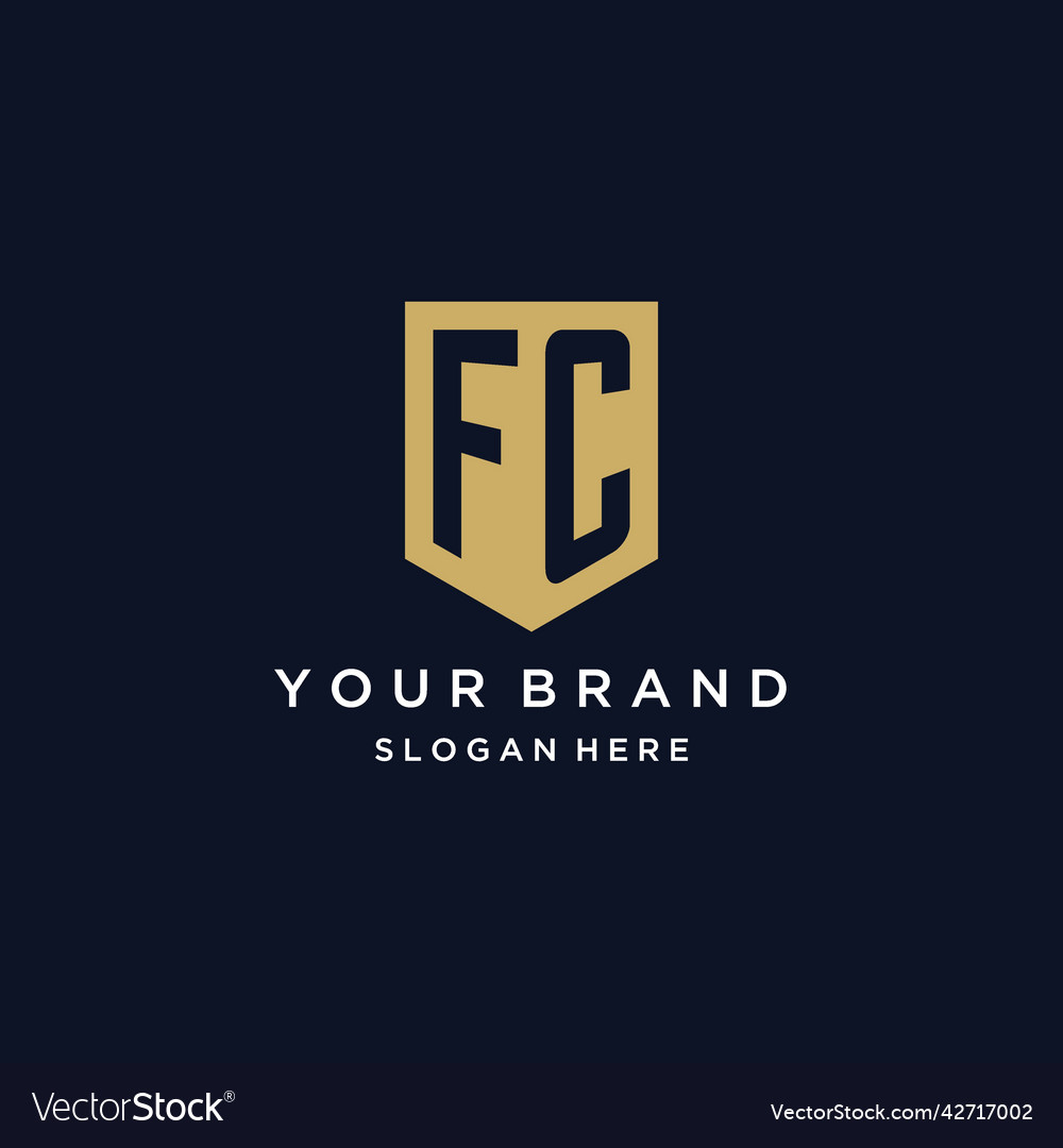 Fc monogram initials logo design with shield icon