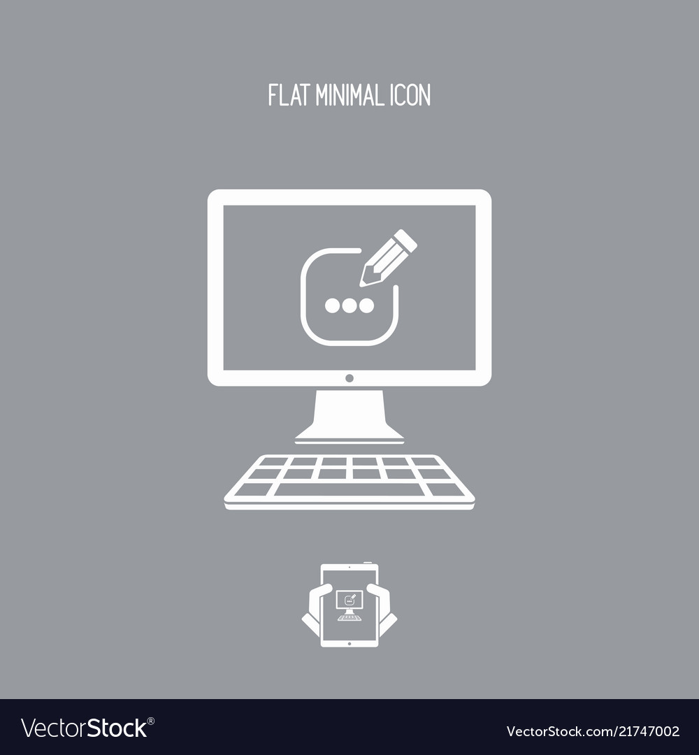Message box text on computer - icon vector image Message box text on computer - icon