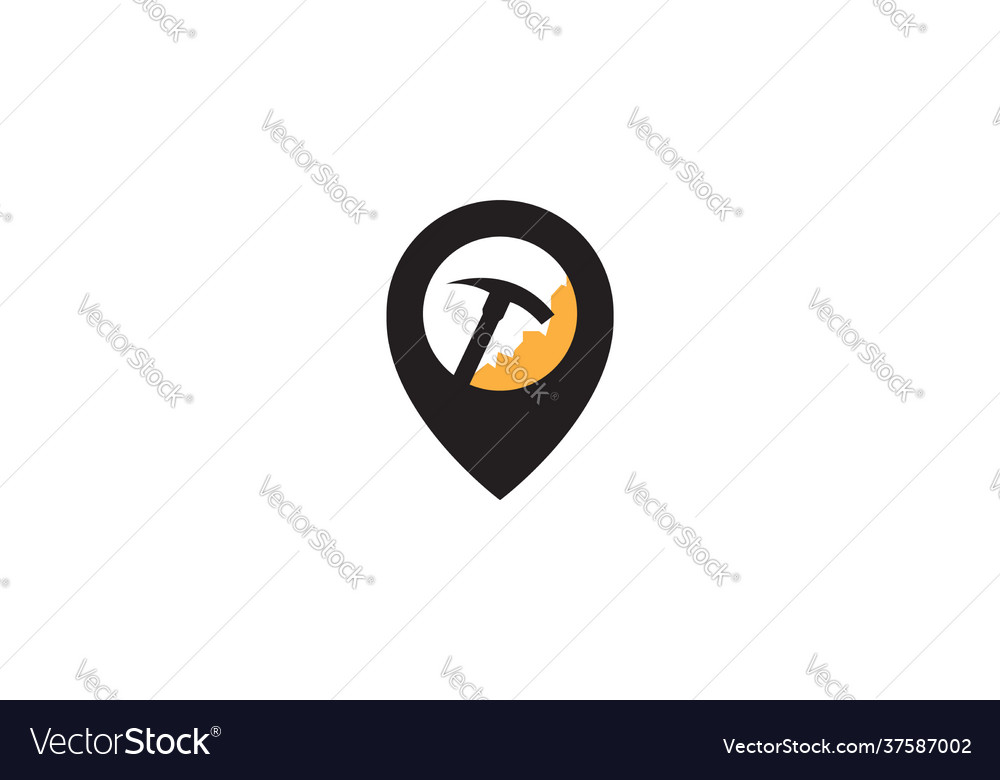 Mining-Tools mit Pin-Karte-Standort-Logo-Symbol