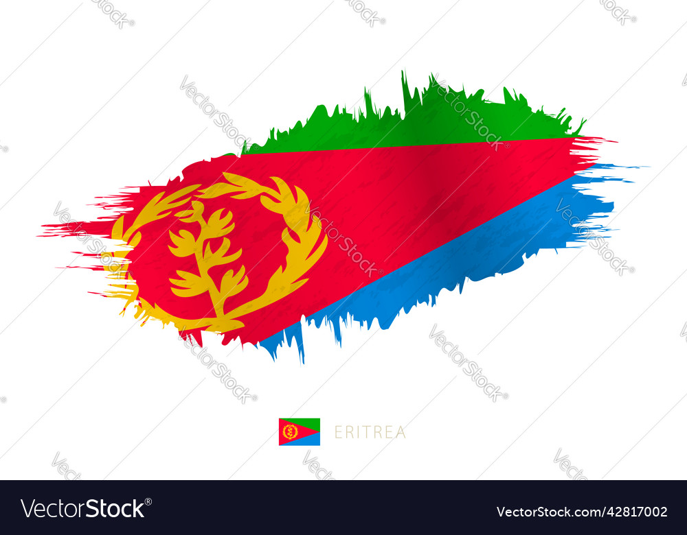 Painted brushstroke flag of eritrea with waving