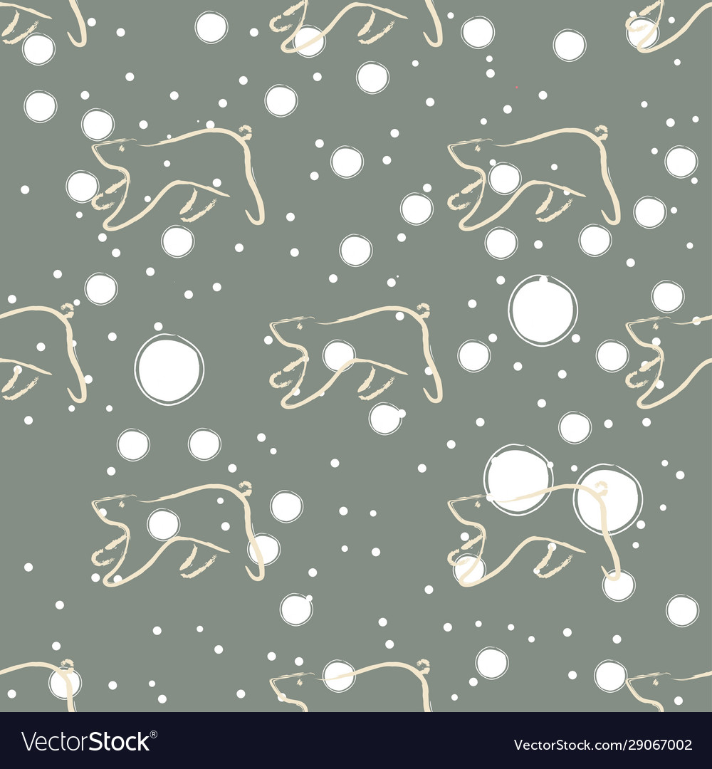 Seamless pattern with funny running bears hand vector image Seamless pattern with funny running bears hand