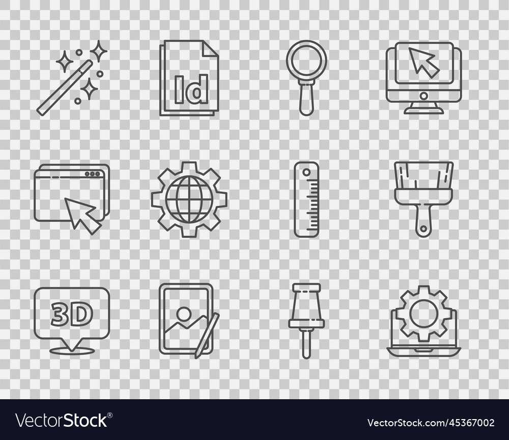 Set line speech bubble with text 3d laptop vector image Set line speech bubble with text 3d laptop