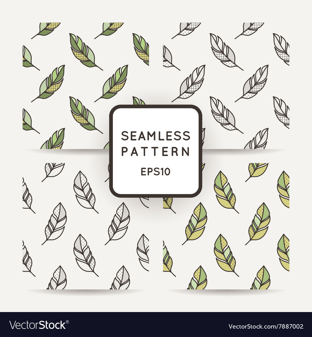 Set of seamless pattern feathers doodle