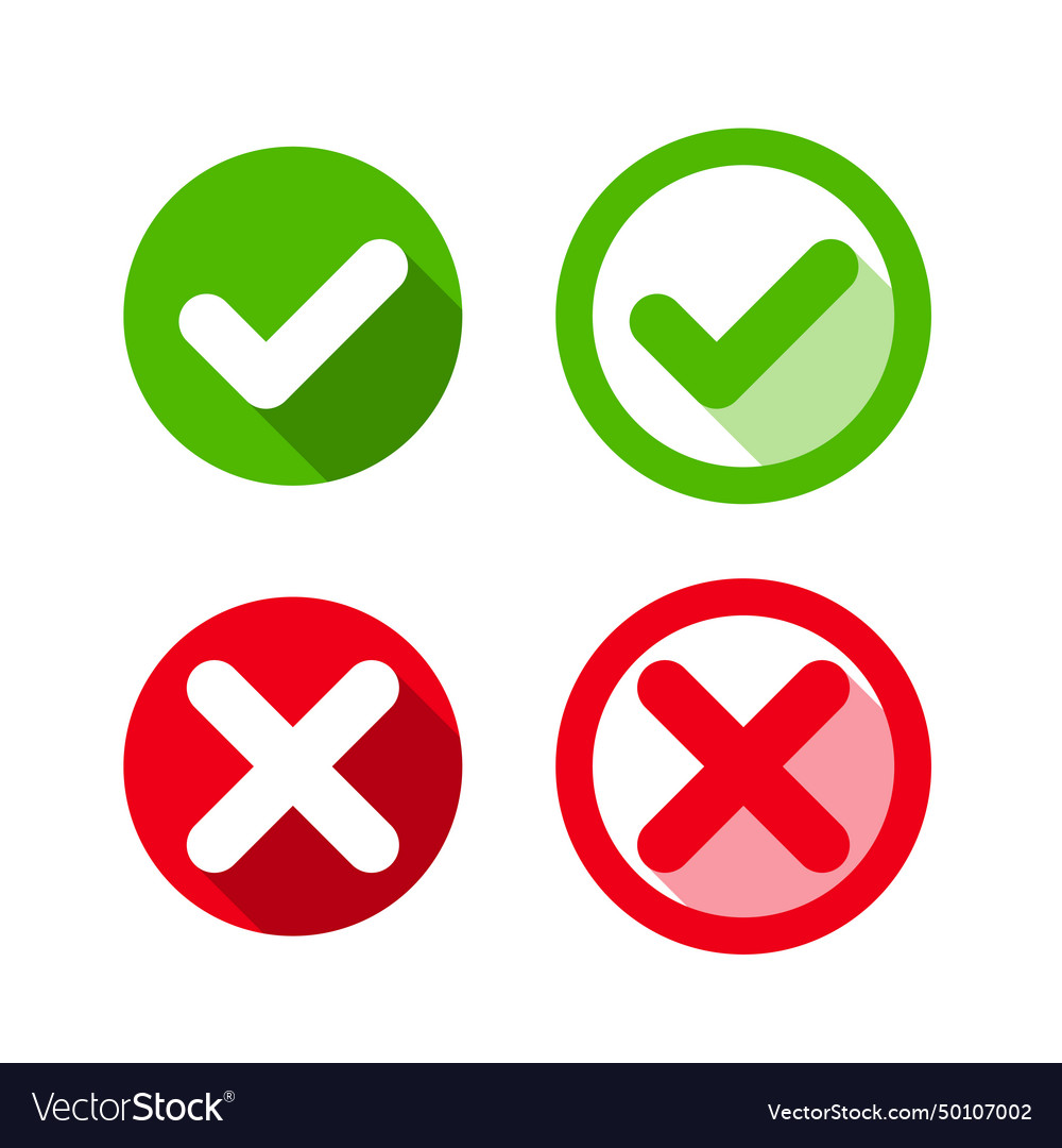 Set of yes and no tick icon design Royalty Free Vector Image