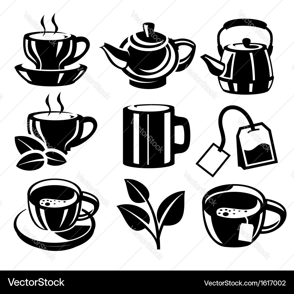 Tea icons Royalty Free Vector Image - VectorStock