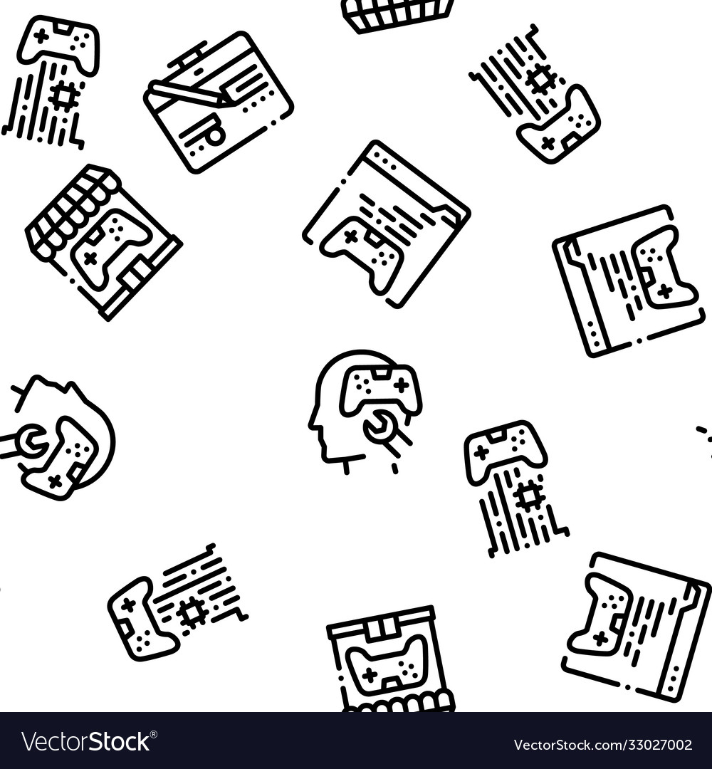 Video game development seamless pattern vector image Video game development seamless pattern