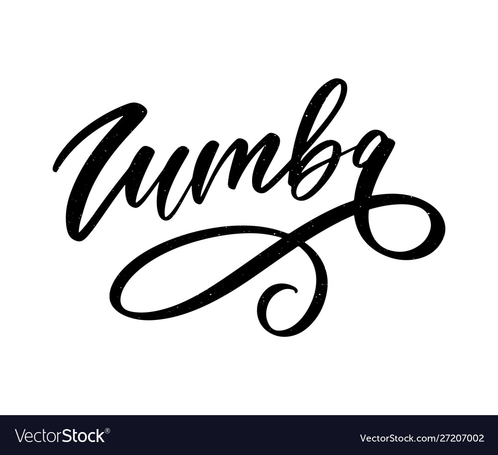 Zumba letter lettering calligraphy dance brush Vector Image