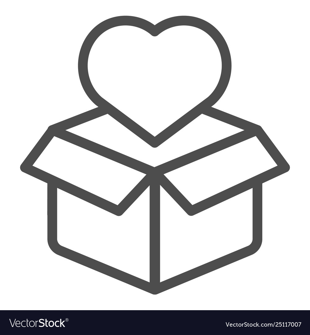 Cardboard box with heart line icon package