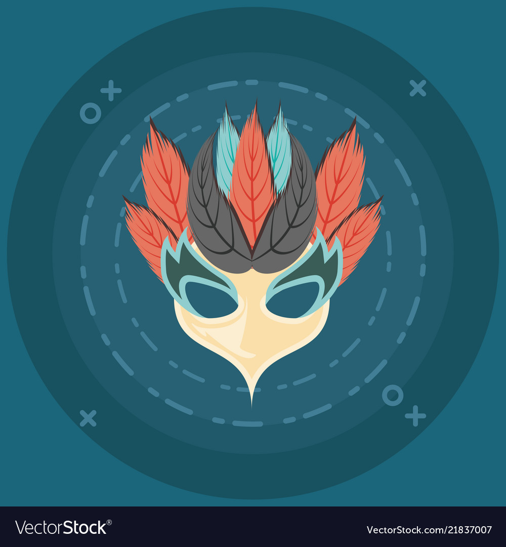 Carnival Mask With Feathers Decoration Retro Style