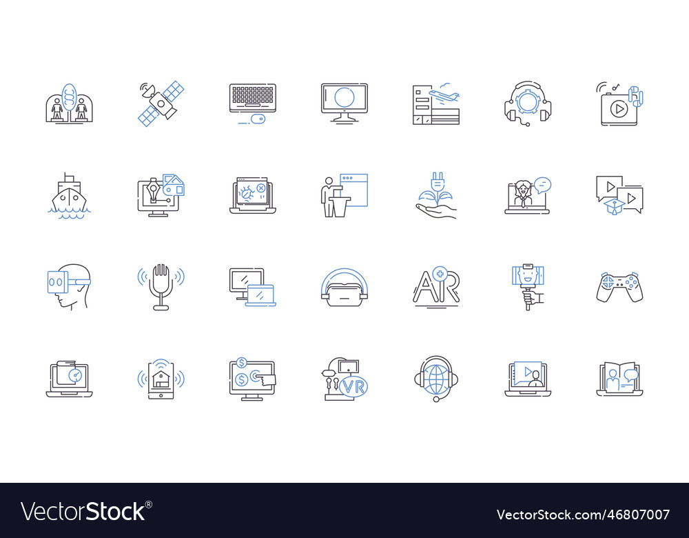 Cybernetic creation line icons collection vector image Cybernetic creation line icons collection