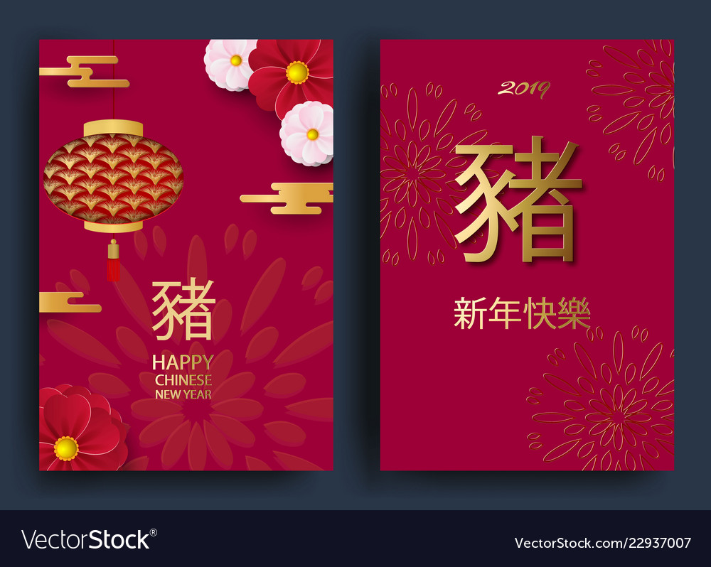 Happy new year2019 chinese year greeting card vector image Happy new year2019 chinese year greeting card