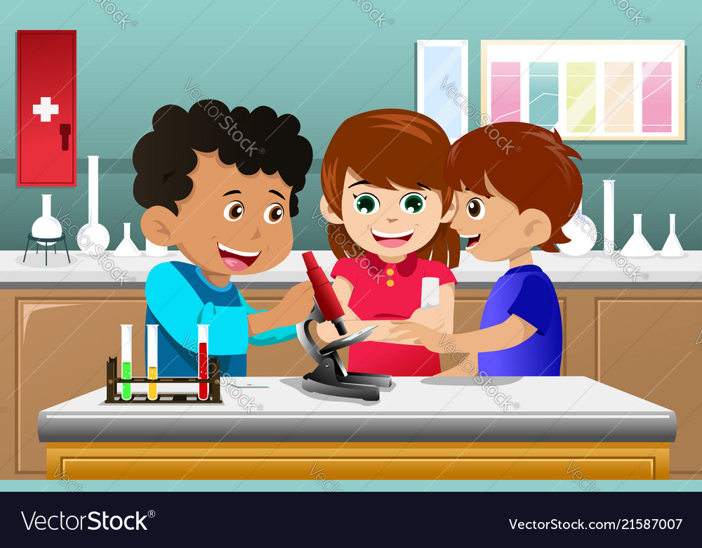 Kids Learning Science In A Lab Royalty Free Vector Image