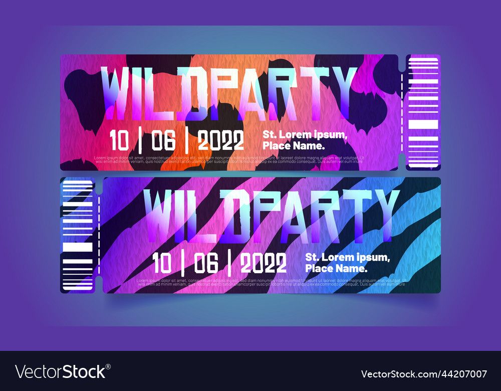 Night club party ticket templates set Royalty Free Vector