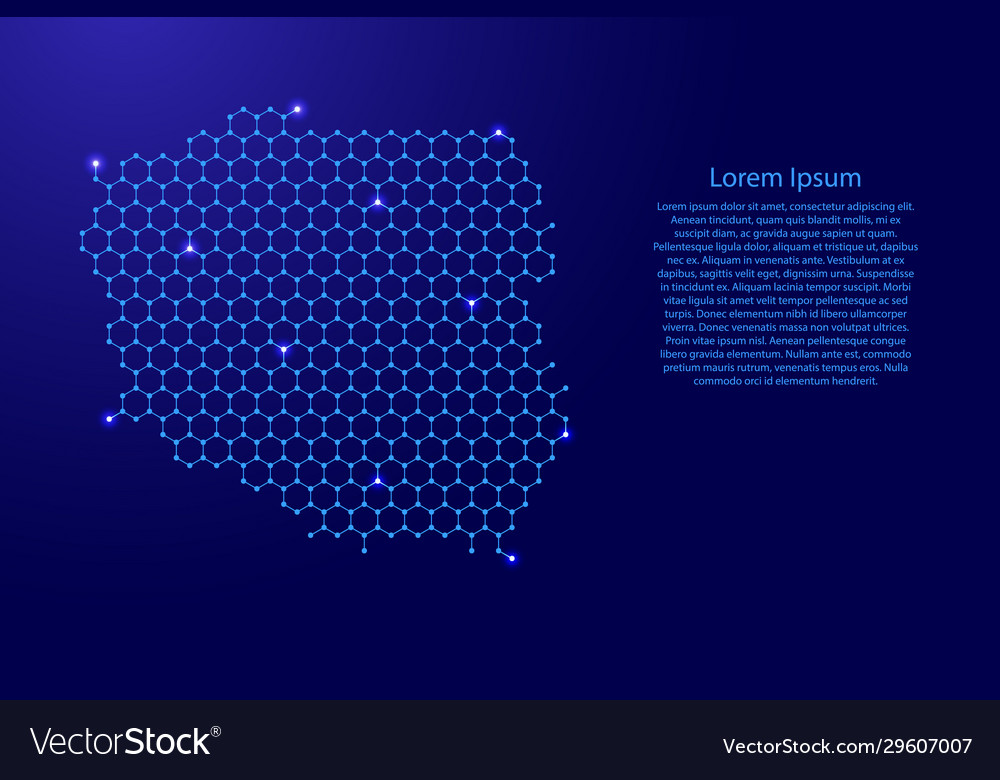 Poland map from futuristic hexagonal shapes vector image Poland map from futuristic hexagonal shapes