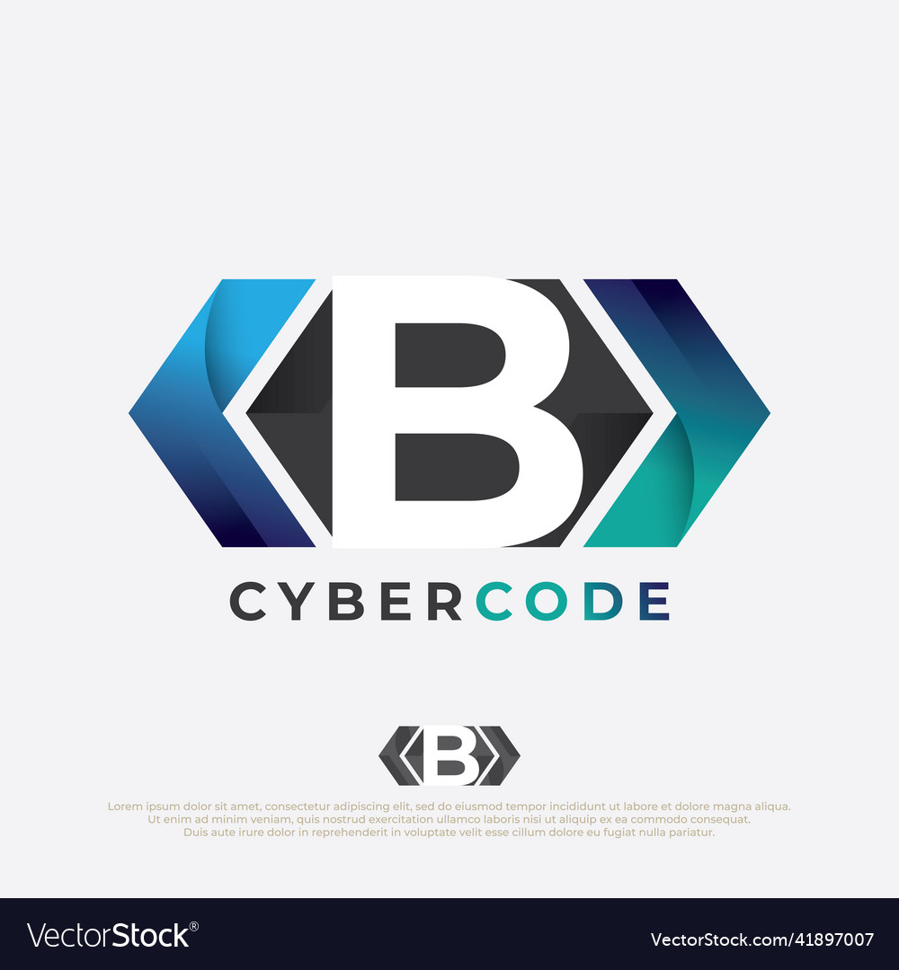 Programmer logo with letter b design code icon