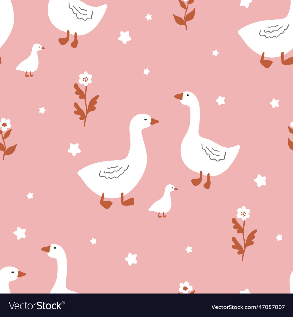 Seamless pattern of geese cute