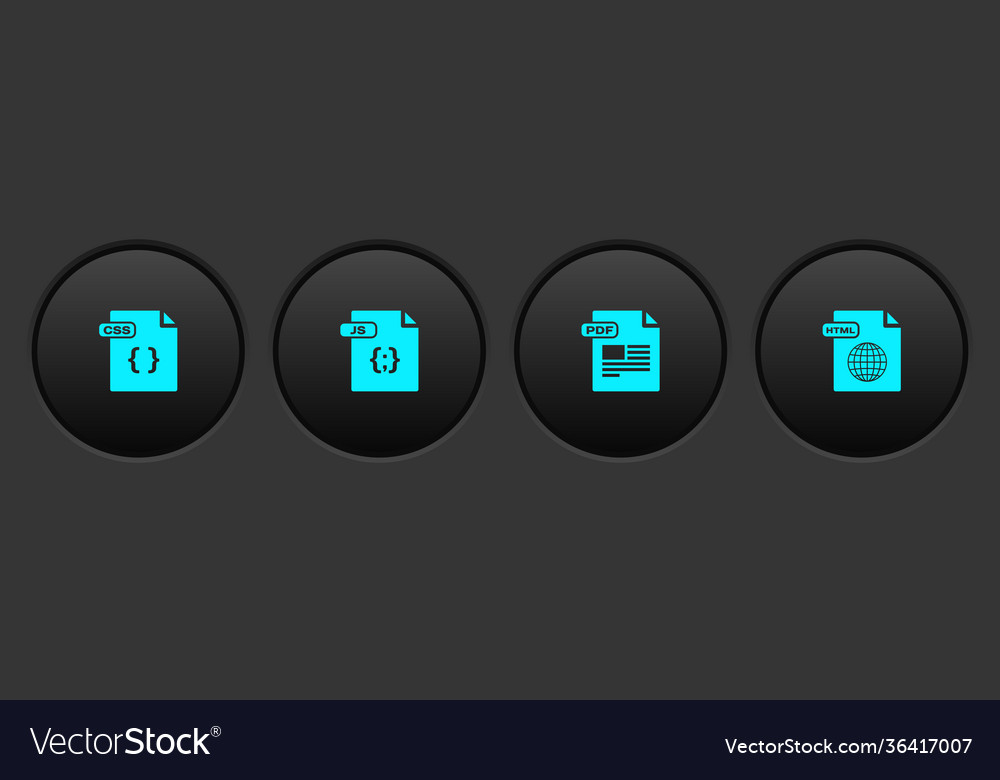 Set css file document js pdf and html icon Vector Image