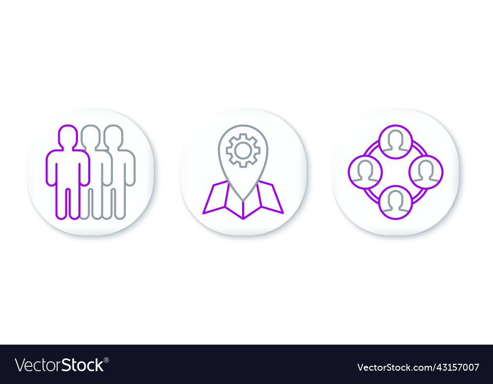 Set line project team base users group vector image Set line project team base users group