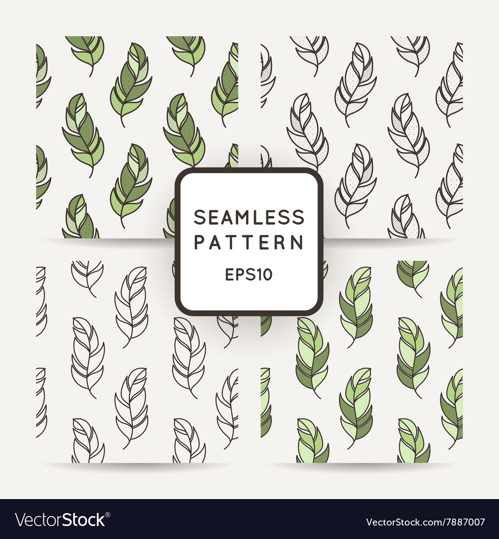 Set of seamless pattern feathers doodle