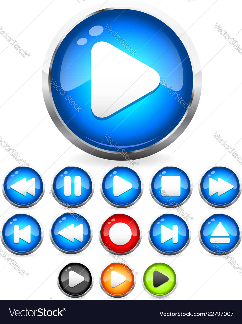 Shiny eps10 audio buttons play button stop rec Vector Image