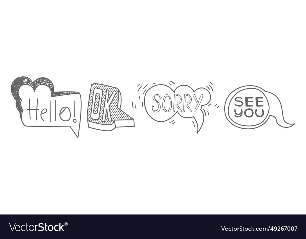 Sketch speech bubble with cool text set vector image Sketch speech bubble with cool text set