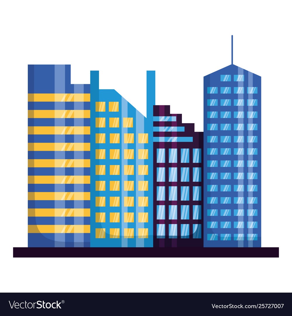 Skyscrapers city urban buildings exterior Vector Image