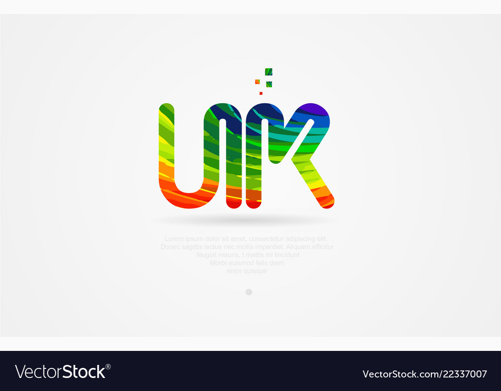 Uk u k rainbow colored alphabet letter logo