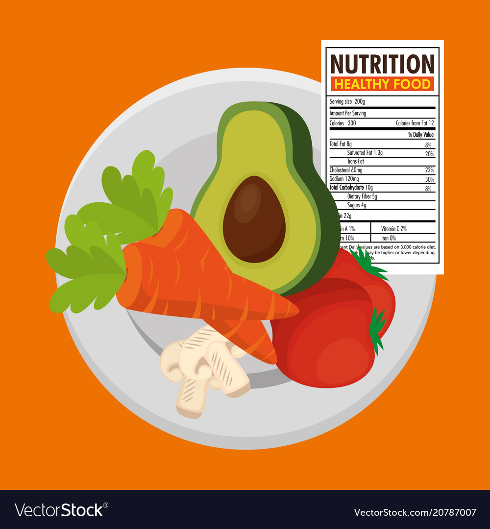 Vegetables group with nutrition facts Royalty Free Vector