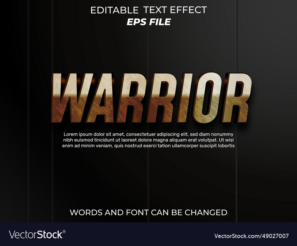 Warrior text effect font editable typography 3d