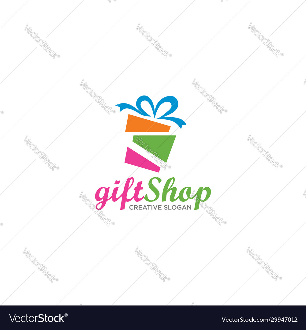 Christmas surprise gift shop logo design Vector Image