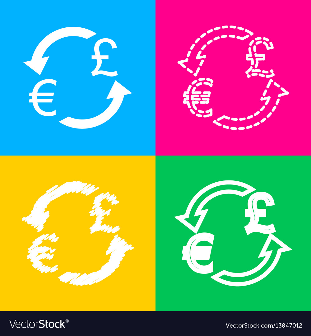 Currency Exchange Sign Euro And Uk Pound Four Vector Image