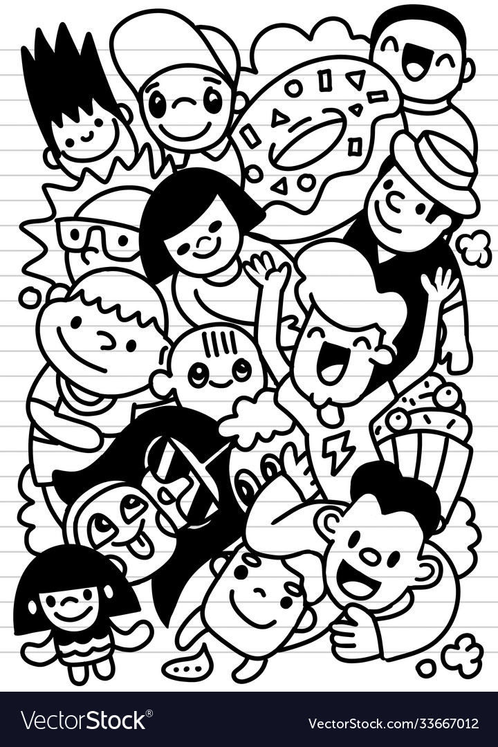 Happy kid cartoon doodle collection hand drawn Vector Image