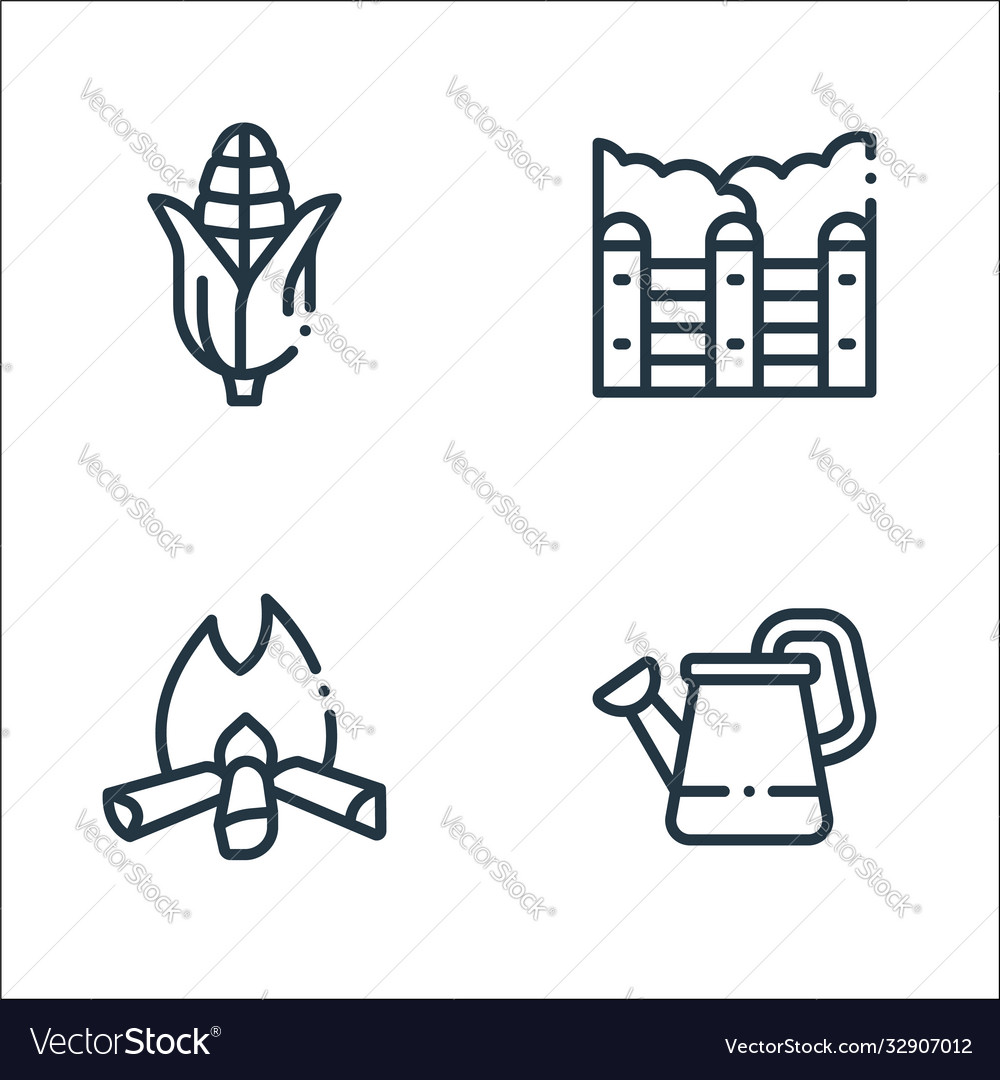 In village line icons linear set quality