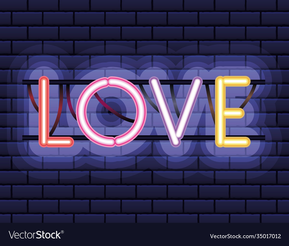 Love Lettering In Neon Font Royalty Free Vector Image