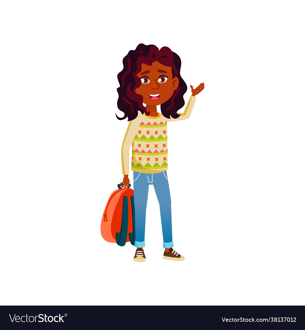 Lucky african girl with backpack going to college Vector Image