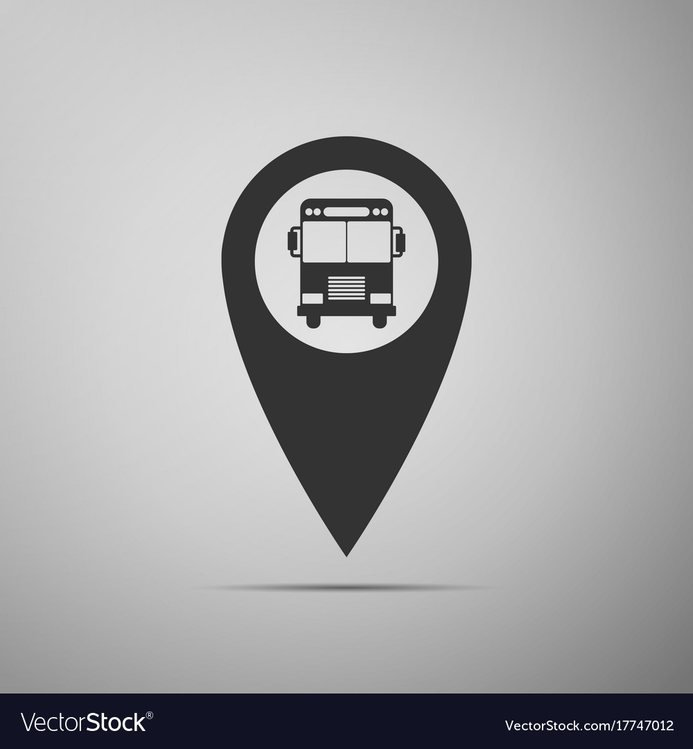 Map pointer with bus icon