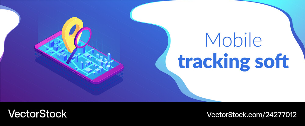 Mobile Tracking Soft Isometric 3d Banner Header Vector Image