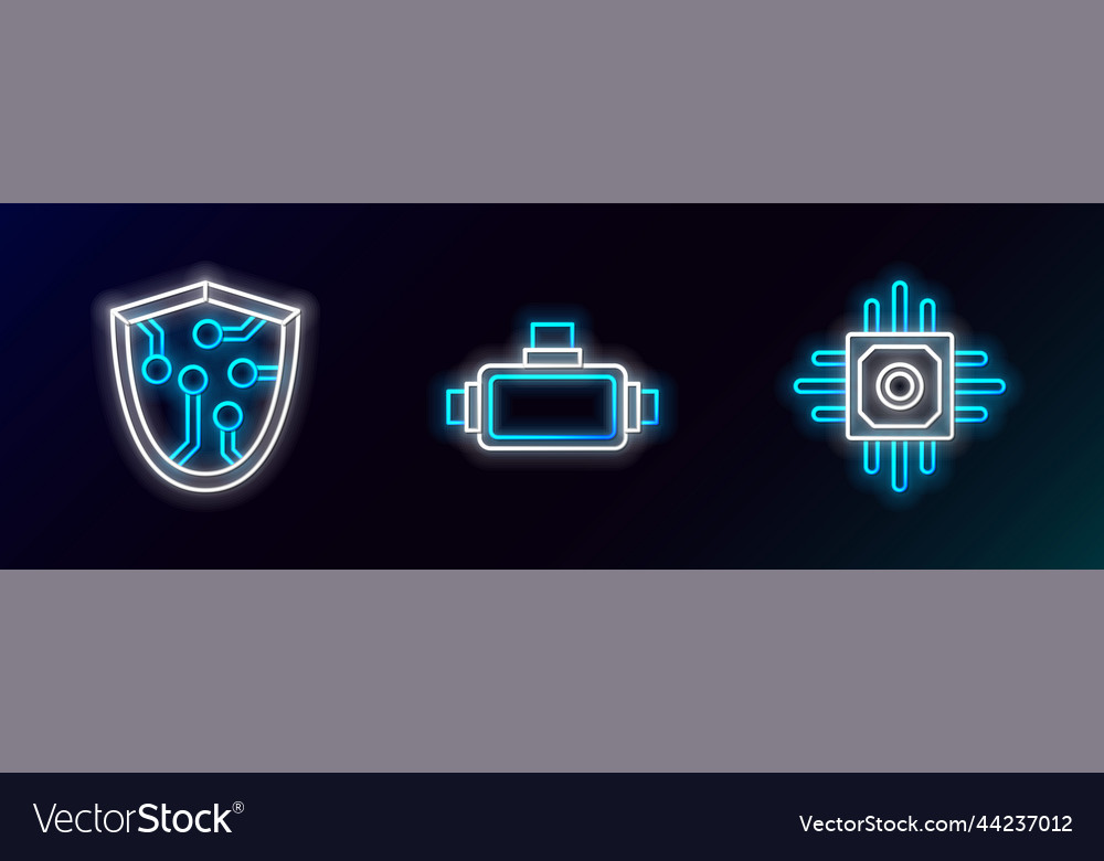 Set line processor cyber security and virtual Vector Image Set line processor cyber security and virtual