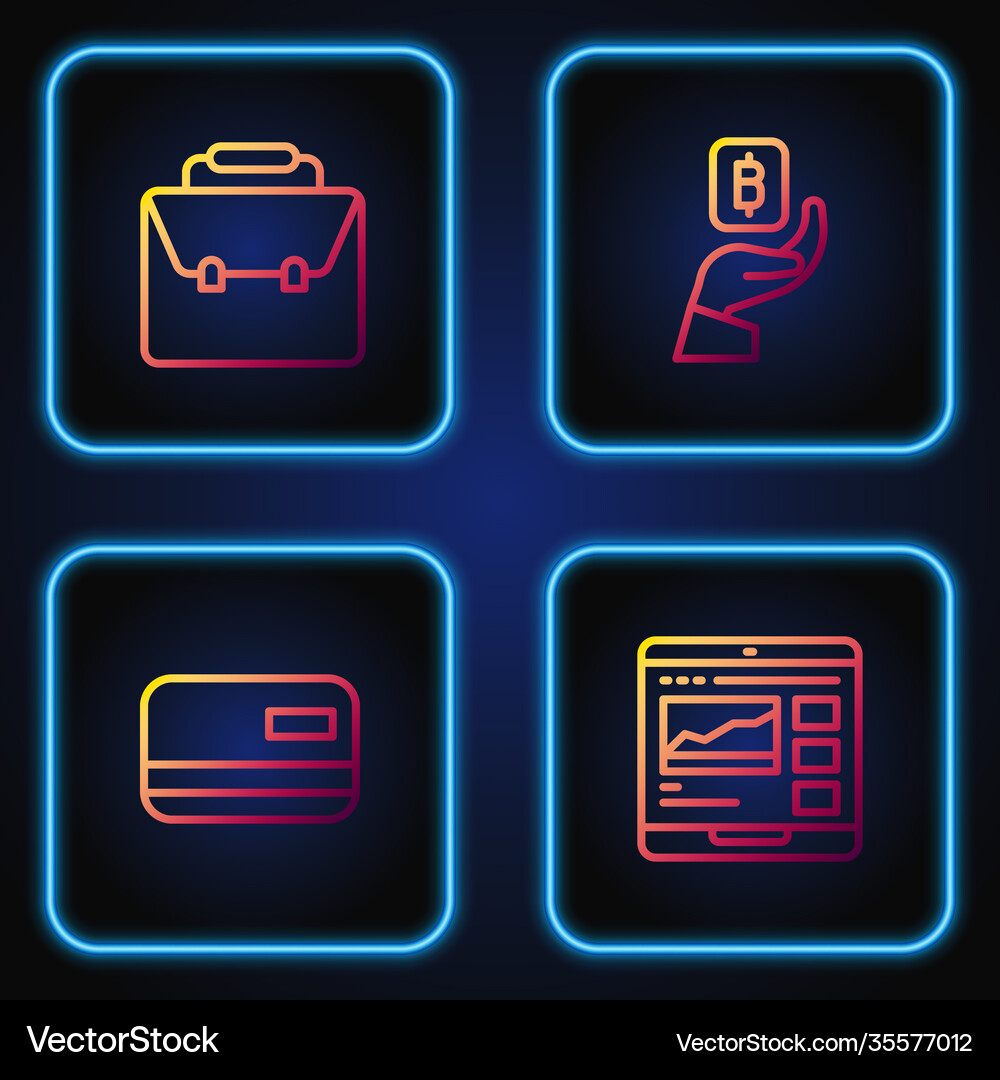 Set line trading courses credit card briefcase Vector Image
