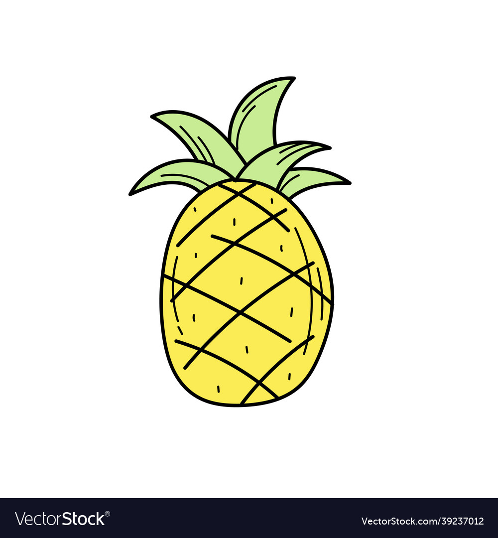 Simple yellow hand drawn pineapple icon on white Vector Image