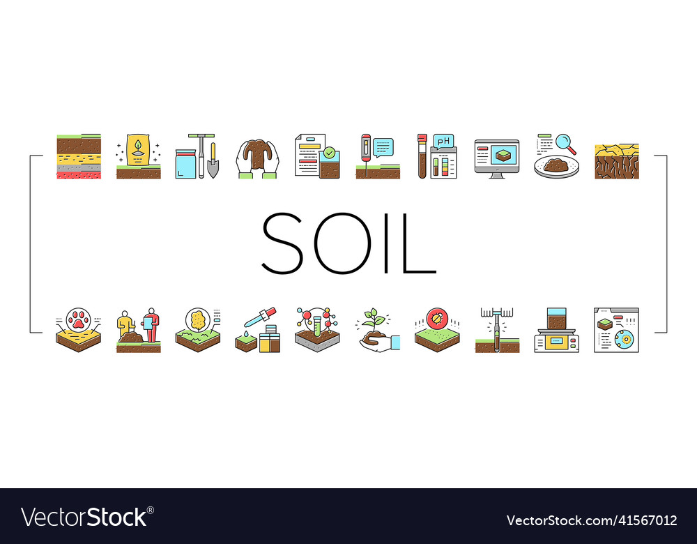 Soil testing nature collection icons set