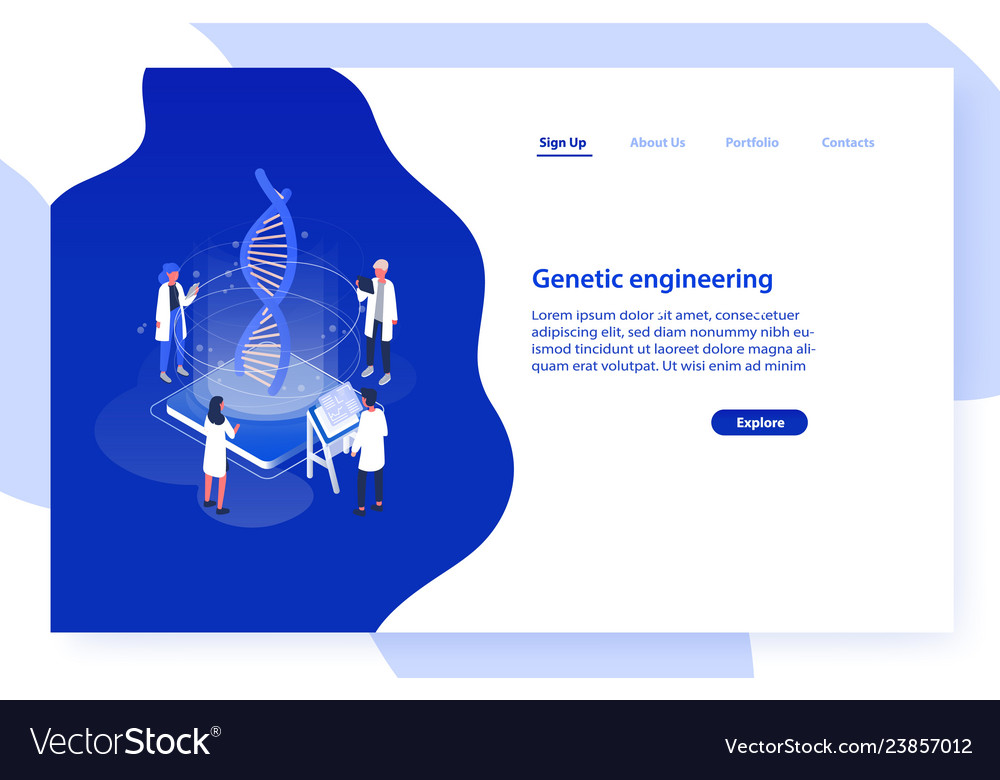 Website template with group of scientists vector image Website template with group of scientists