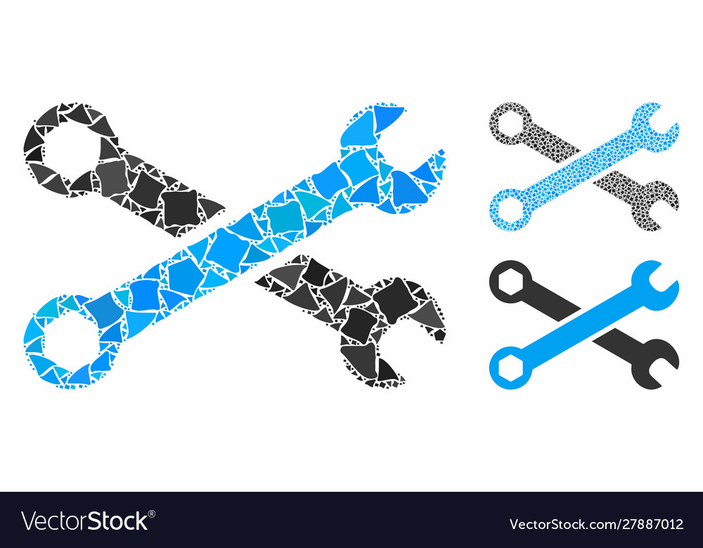 Wrenches mosaic icon bumpy items vector image Wrenches mosaic icon bumpy items