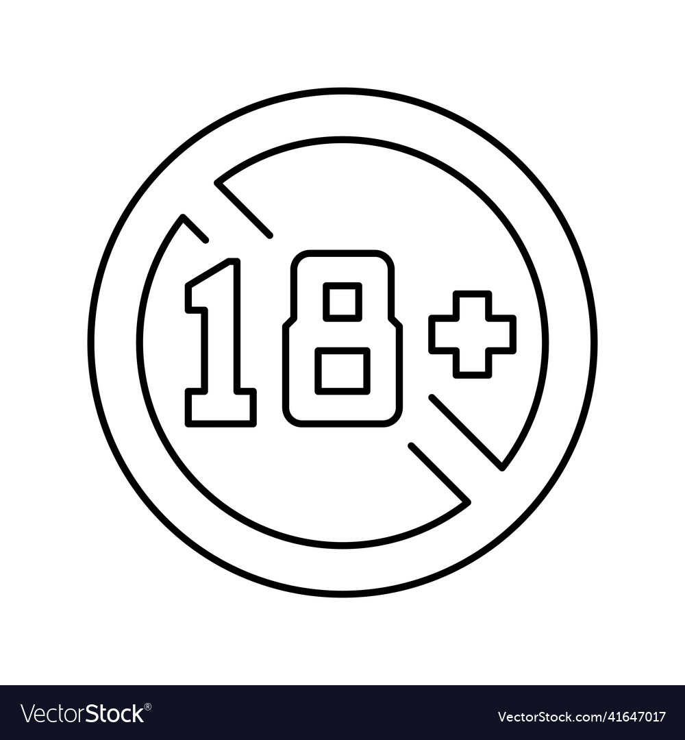 18 age restriction line icon