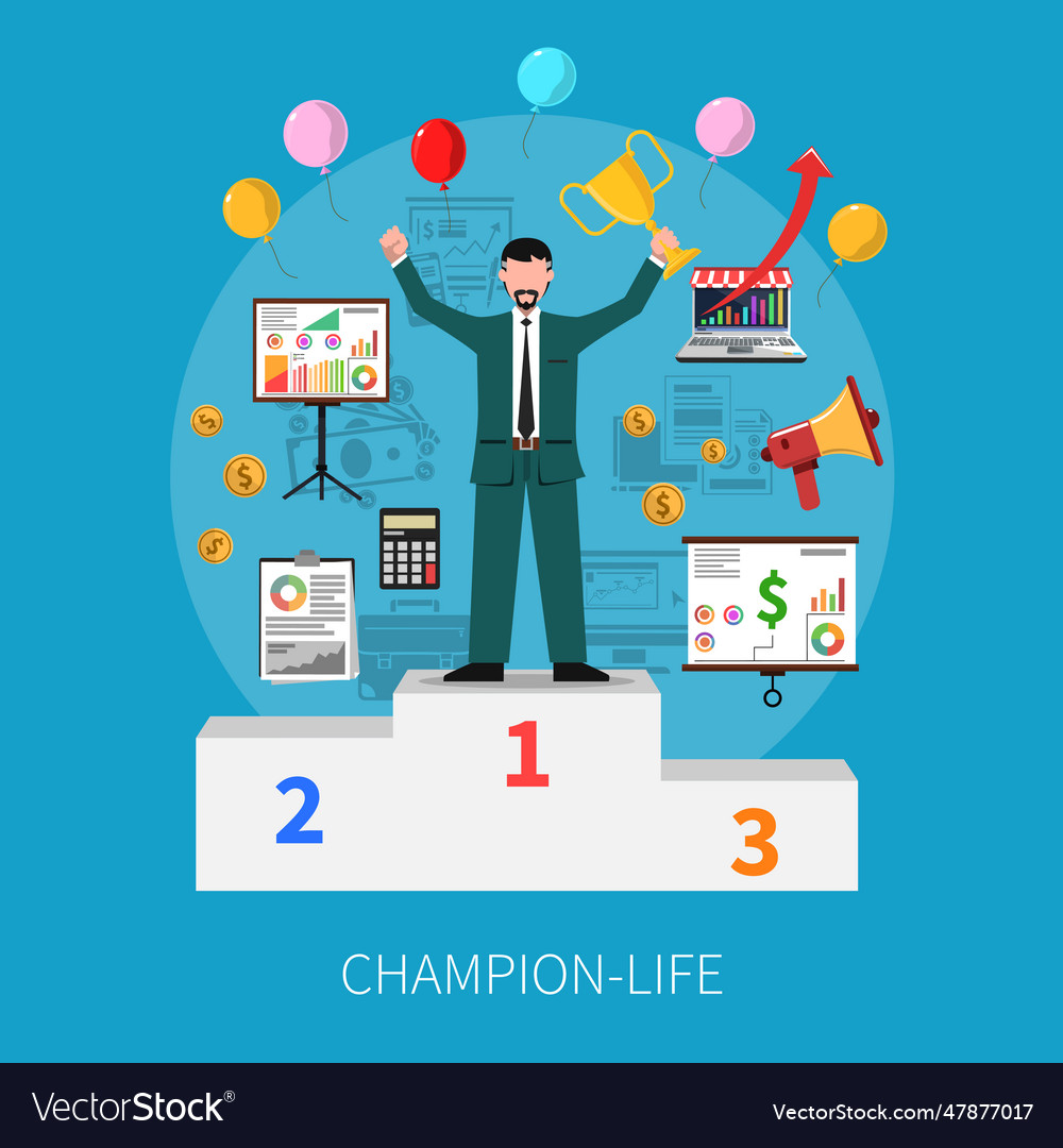 Champion life concept Royalty Free Vector Image