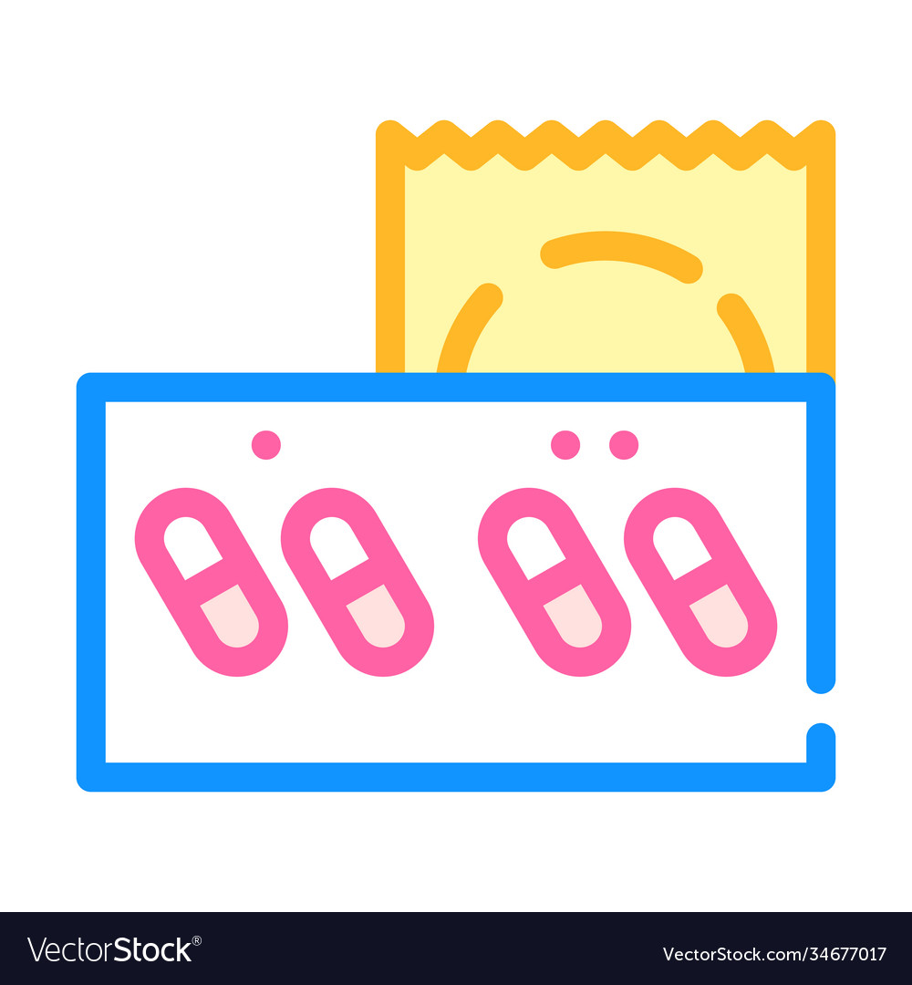 Contraception condoms and pills color icon