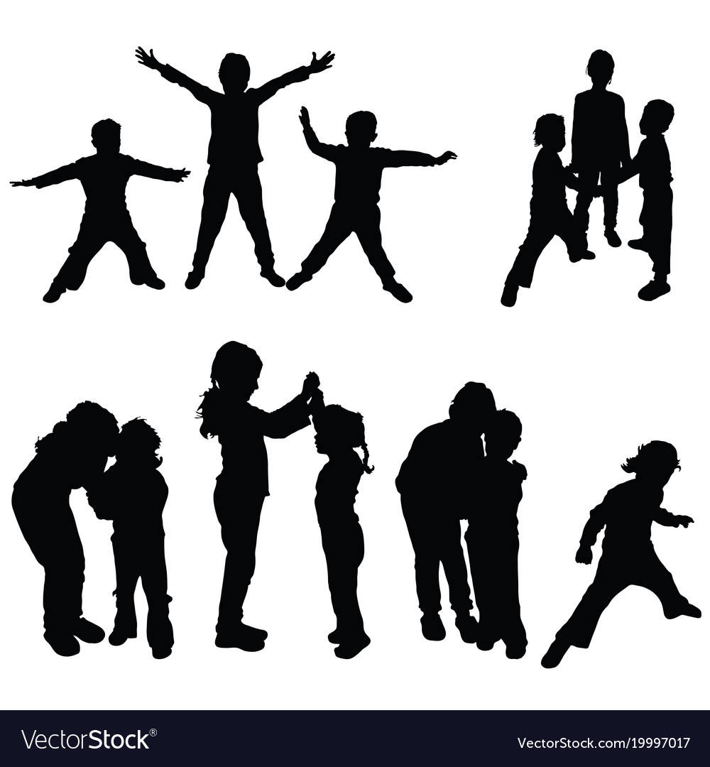 Diverse Group of Children Silhouettes