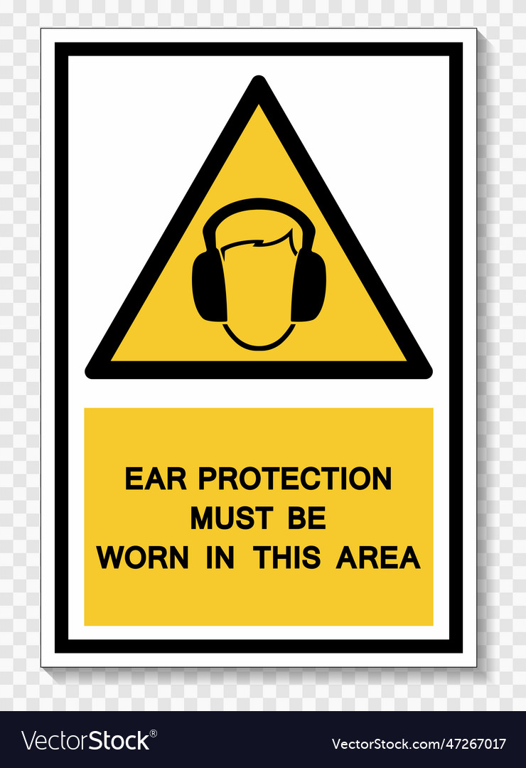 Ear protection must be worn in this area symbol vector image Ear protection must be worn in this area symbol