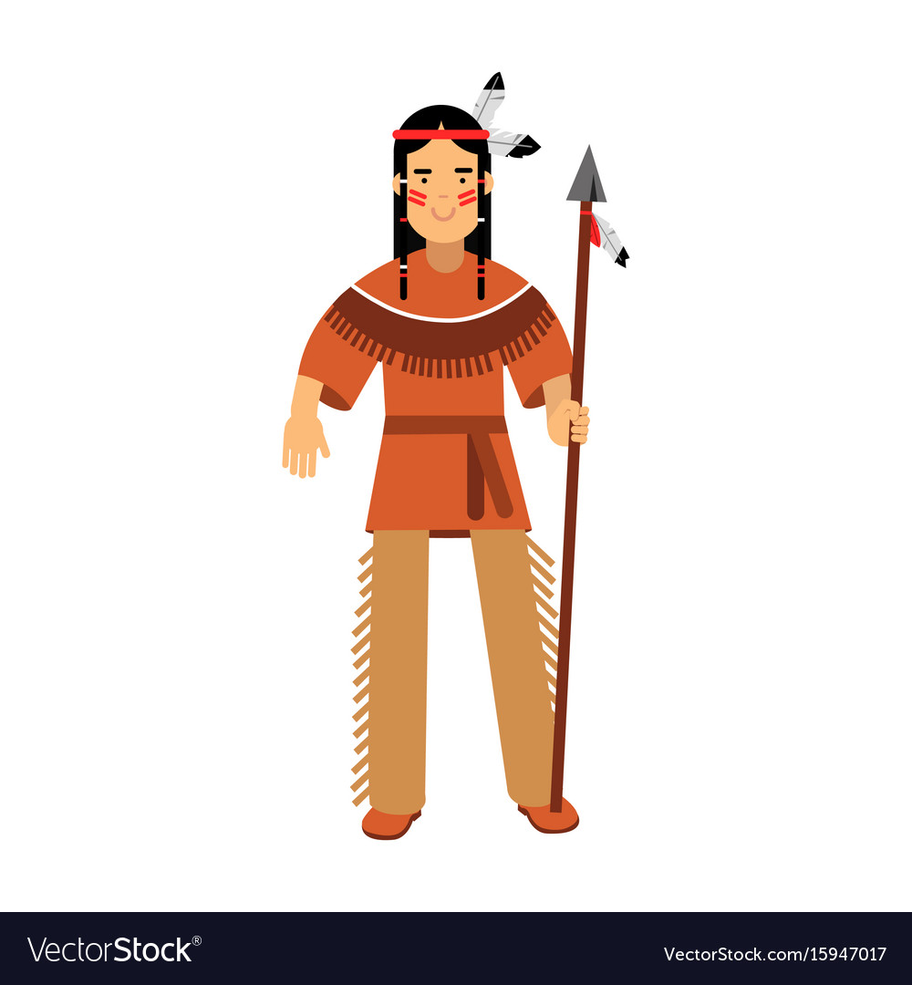 Native american indian in traditional costume Vector Image