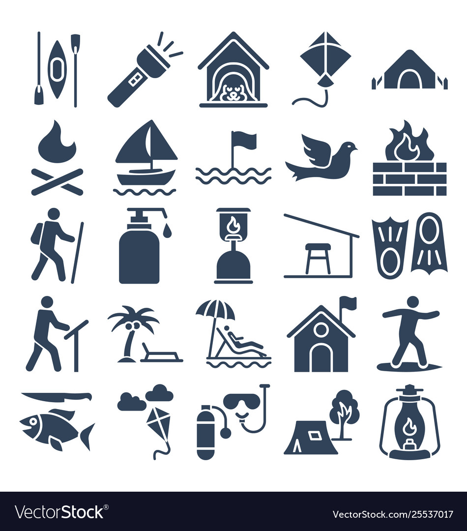 Outing and journey isolated icons set